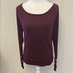 Pink burgundy long sleeve tee with animal print Size XS EUC